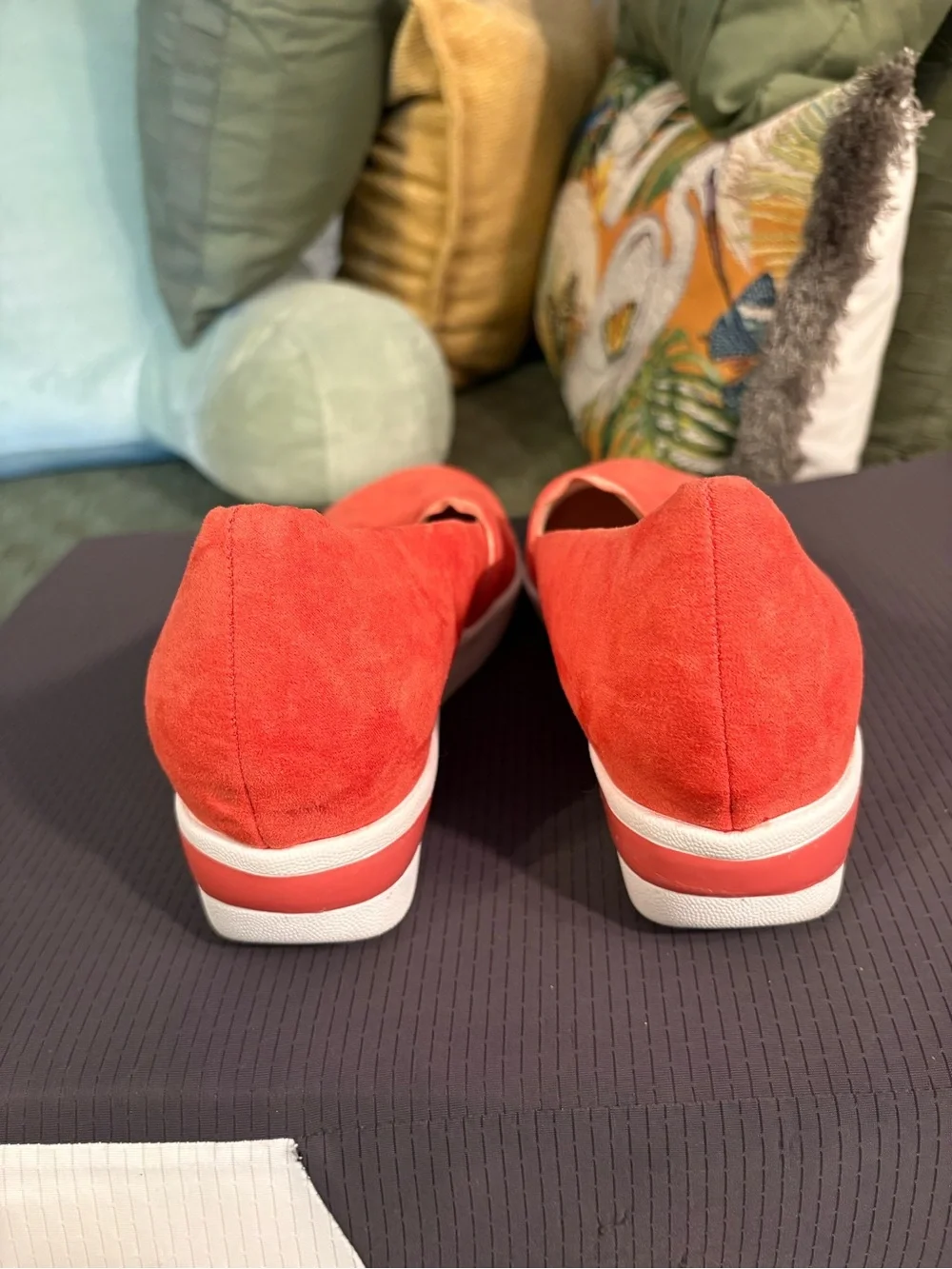 Kenneth Cole Reaction Coral-Red Suede Slip-On Flats